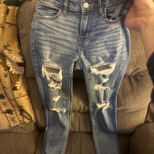 American Eagle Outfitters Ripped Light Blue Skinny Jeans